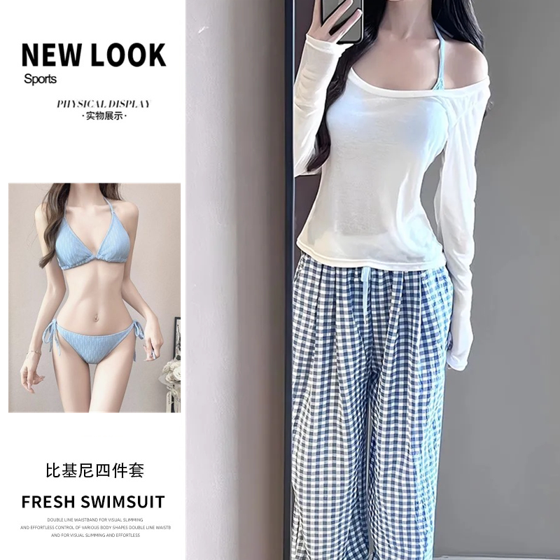 泳衣女比基尼四件套少女甜美韩版