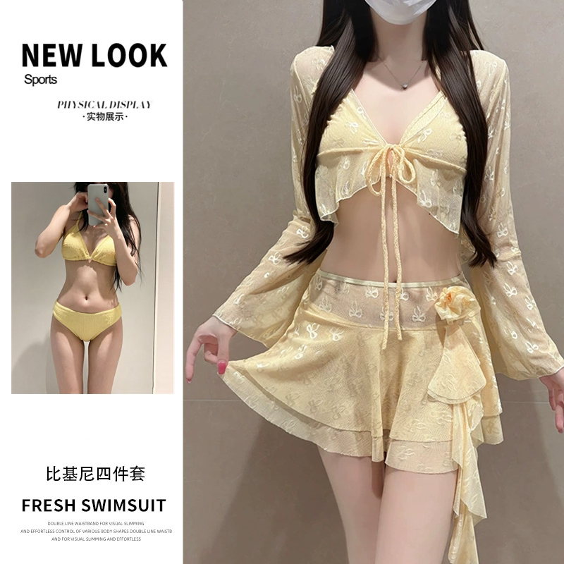 游泳衣女比基尼四件套少女高颜值