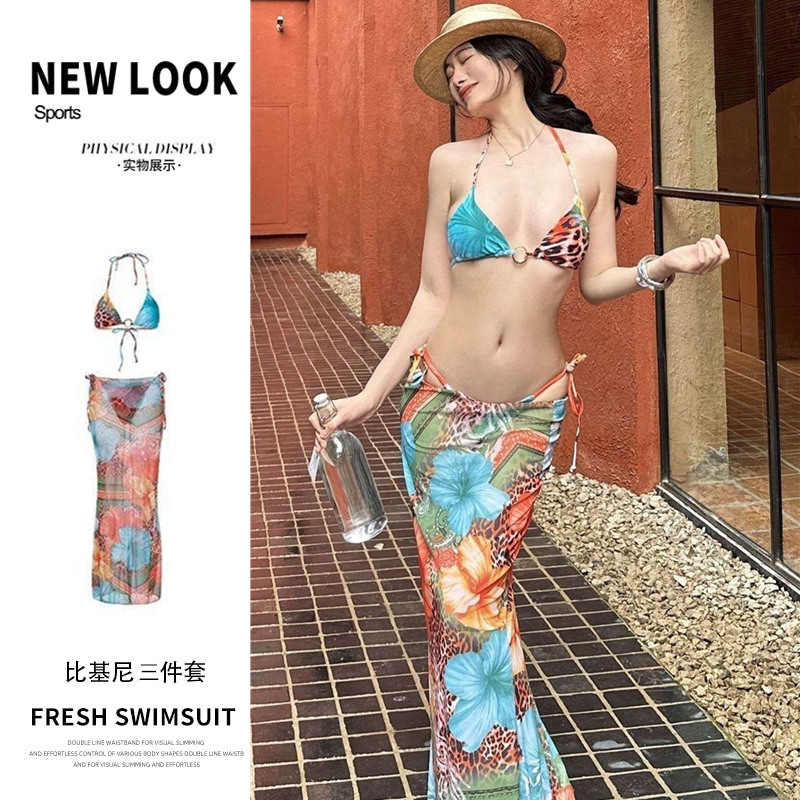 泳衣女性感比基尼三件套纯欲禁欲