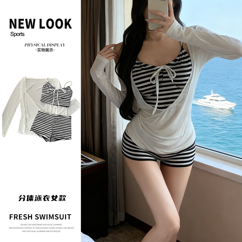 泳衣女202新款分体三件套保守显瘦韩版ins学院风辣妹沙滩度假时尚