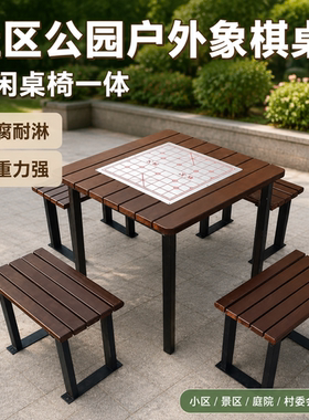 户外防腐木休闲一桌两椅组合