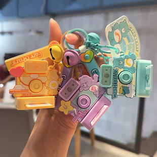 网红小众正版carebears爱心小熊拍立得照相机钥匙扣情侣书包挂饰