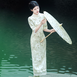 挽苏绿色小清新旗袍2026新款改良少女日常小个子新中式连衣裙夏季