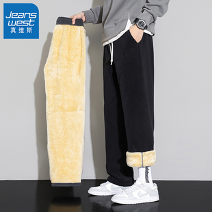 加绒加厚新款 冬季 棉裤 男生休闲长裤 真维斯羊羔绒裤 直筒卫裤 子男士