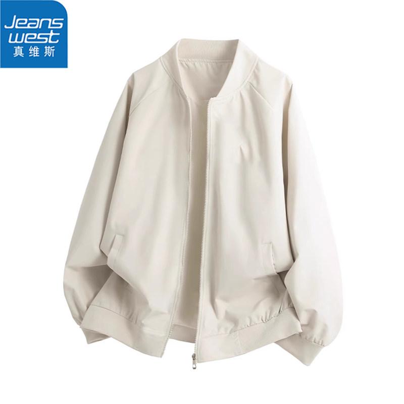 真维斯男女同款春秋季运动棒球领夹克休闲百搭防风外套立领团购