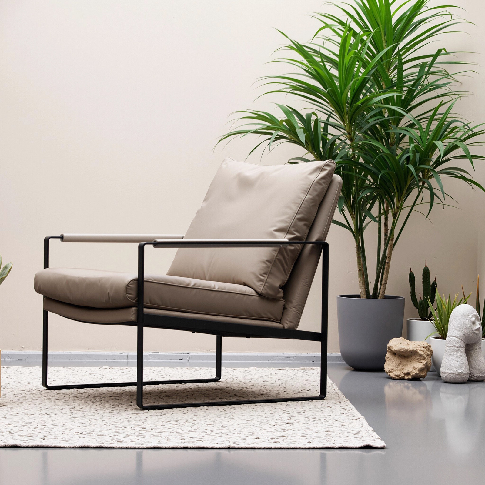 不锈钢单人沙发椅设计师简约客厅休闲椅阳台现代北欧洽谈椅包豪斯