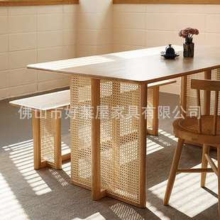 现代简约 实木餐桌北欧红橡木餐桌椅组合家用小户型吃饭桌子日式