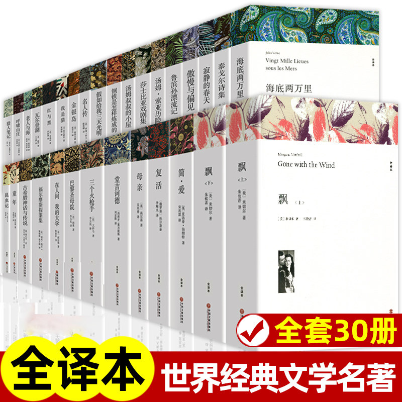 【官方正版】世界经典文学名著完整全译无删减版经典名著名译 简爱飘基督山伯爵外国经典文学初中生高中生阅读课外书籍 原版中文版