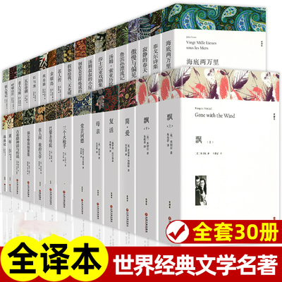 【官方正版】世界经典文学名著完整全译无删减版经典名著名译 简爱飘基督山伯爵外国经典文学初中生高中生阅读课外书籍 原版中文版