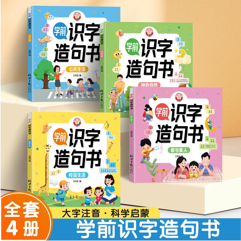 【官方正版】识字造句书学全套4册 识字书幼儿认字幼儿园启蒙早教书小孩生字组词造句训练大全学前班儿童益智书籍幼小衔接教材正版