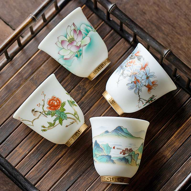 德化白玉瓷单杯茶盏高端素烧羊脂玉主人杯陶瓷功夫个人专用茶杯