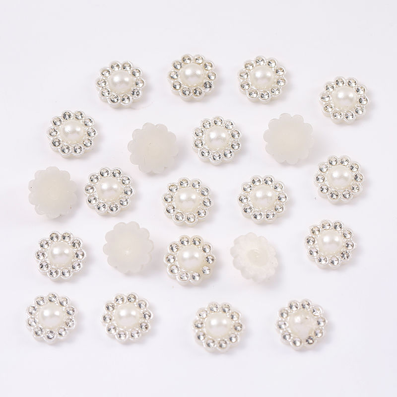 半圆平底贴片水钻太阳花仿珍珠半面珠diy手