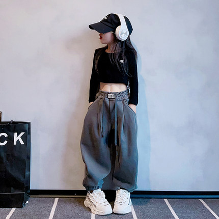 女童运动裤秋冬装冬季儿童新w款裤子大童女孩卫裤加绒外穿加厚洋