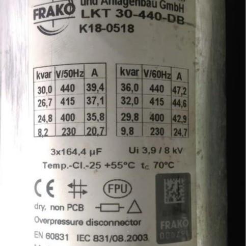 价格需核实FRAKOLKT20,0-525-DP补偿电容