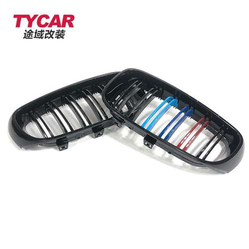 适用于宝马3GT中网F34改装双线款亮黑哑黑碳纤纹中网前进气栅格