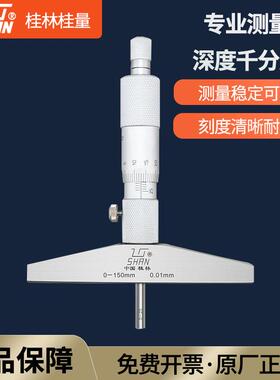桂林桂量深度千分尺0-250-100mm0.01青海圆头孔深测量螺旋测微器