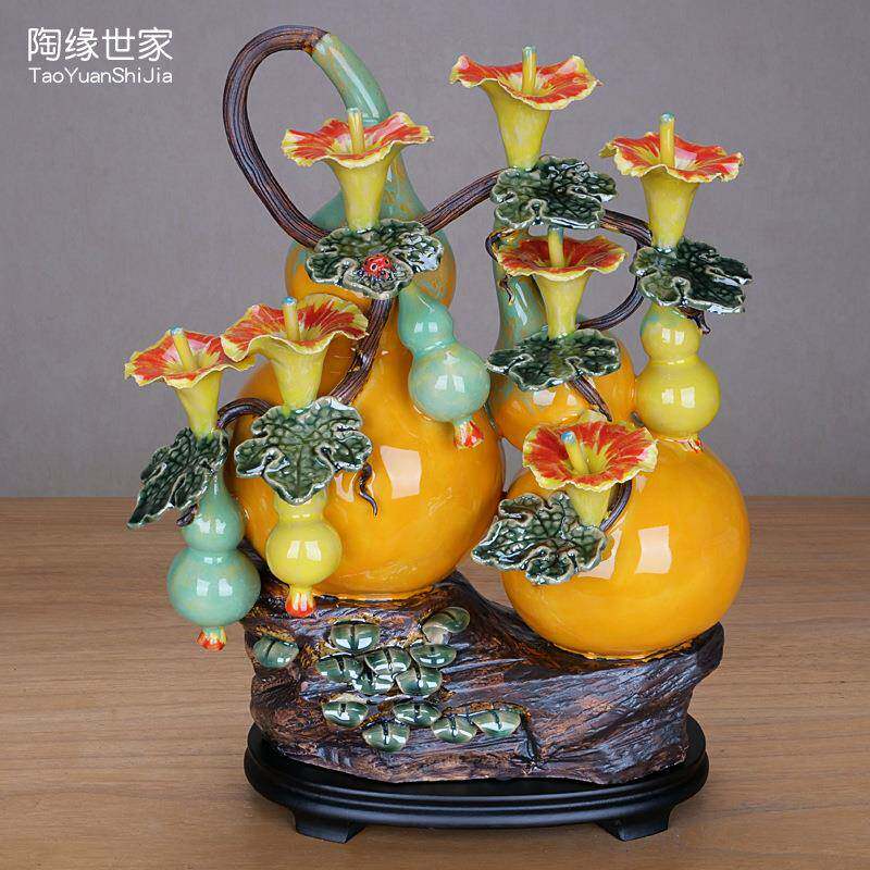石湾公仔创意葫芦陶瓷工艺品玄关博古架室内装饰摆件书房茶几摆设