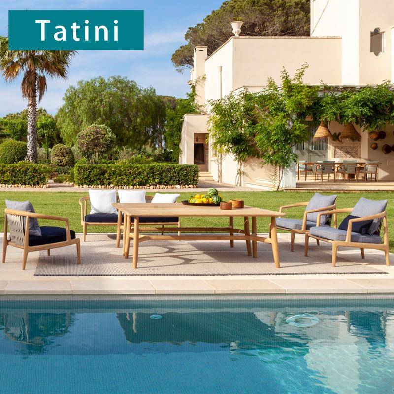 户外柚木沙发庭院休闲阳台藤编藤椅花园露台实木防水防晒组合