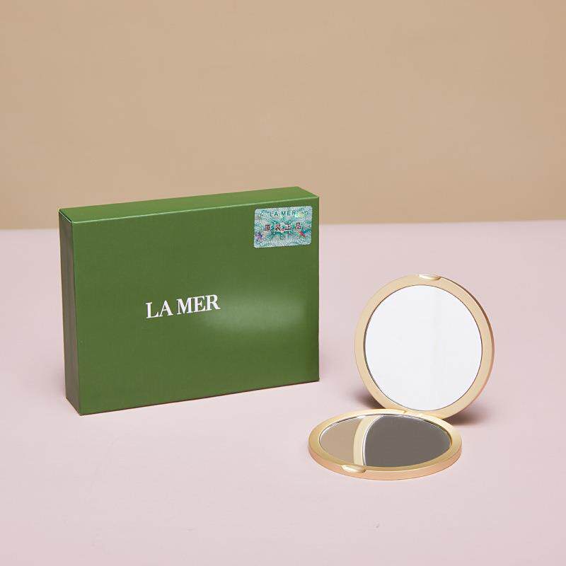 工厂鎏金色哑光耐磨锌合金双面化妆镜手提可爱小巧送