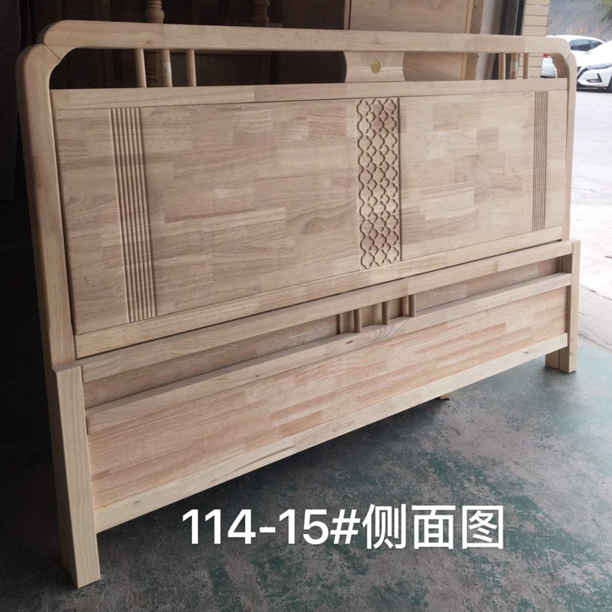 新中式现代休闲简约美式欧式日式韩式单双人大床白坯成品实木床批