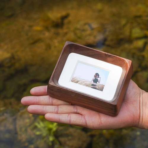 3寸实木圆角照片框正方形5寸相片4寸桌面手心小摆台客厅装饰框