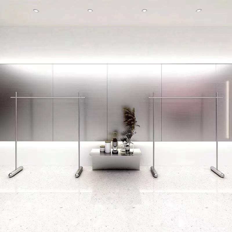 服装店现货展示架挂衣架网红装饰道具女装中岛落地式不锈钢货架子