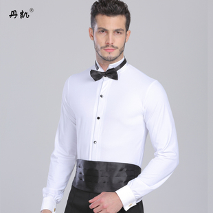 丹凯男士摩登交谊国标舞蹈练功考级表演服连裆款冰丝长袖衬衫上衣