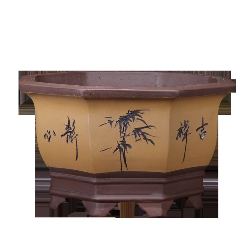 紫砂花盆四方盆景盆栽花卉室内陶瓷盆八角梅花榕树盆景专用盆大号