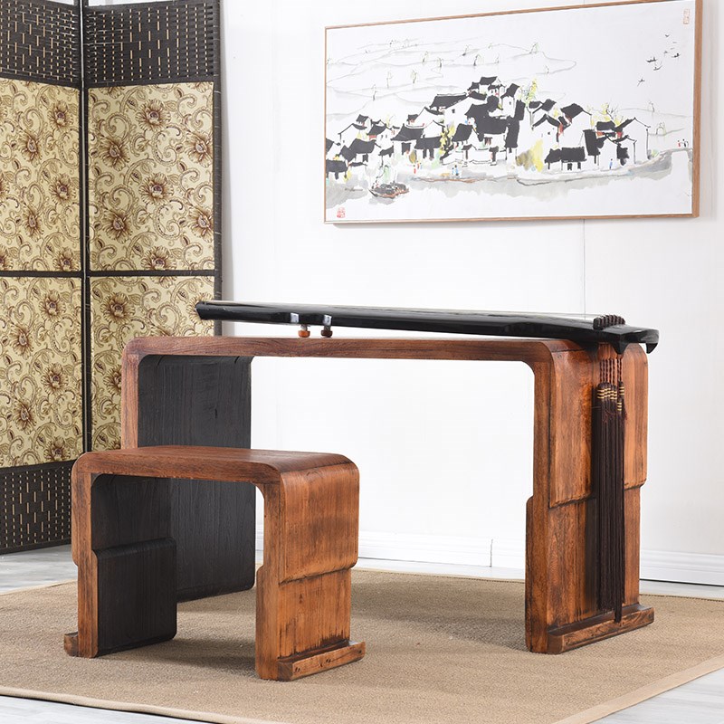 专业演奏高级古琴桌凳大鹏款珍稀老桐木整装一体琴桌书法桌茶艺桌