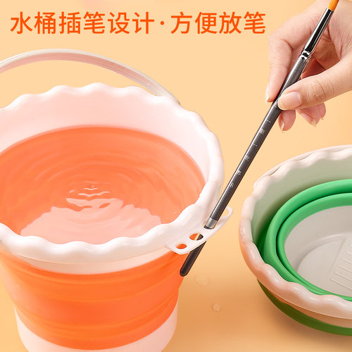 洗笔桶 美术硅胶伸缩小号迷你多功能水桶涮笔筒儿童美术生便携国