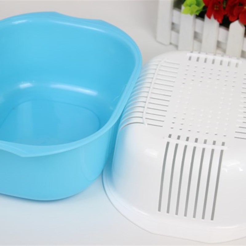 双层塑料保洁篮洗菜筐水果蔬菜盆厨房沥水篮带盖果蔬滴水筛淘菜篓