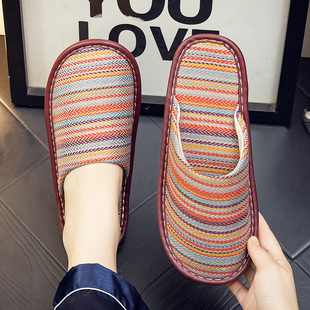 棉麻拖鞋 橡胶软底男女家用防滑室 春秋四季 地板亚s麻吸汗复古拖鞋