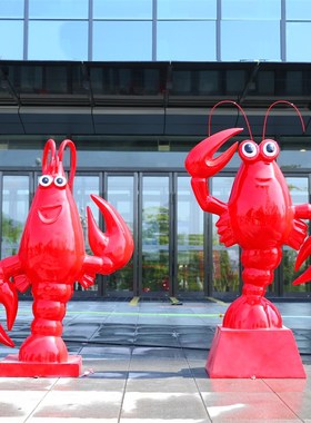 玻璃钢小龙虾模型雕塑酒楼大排档招牌装饰品海鲜烧烤门店迎宾摆件