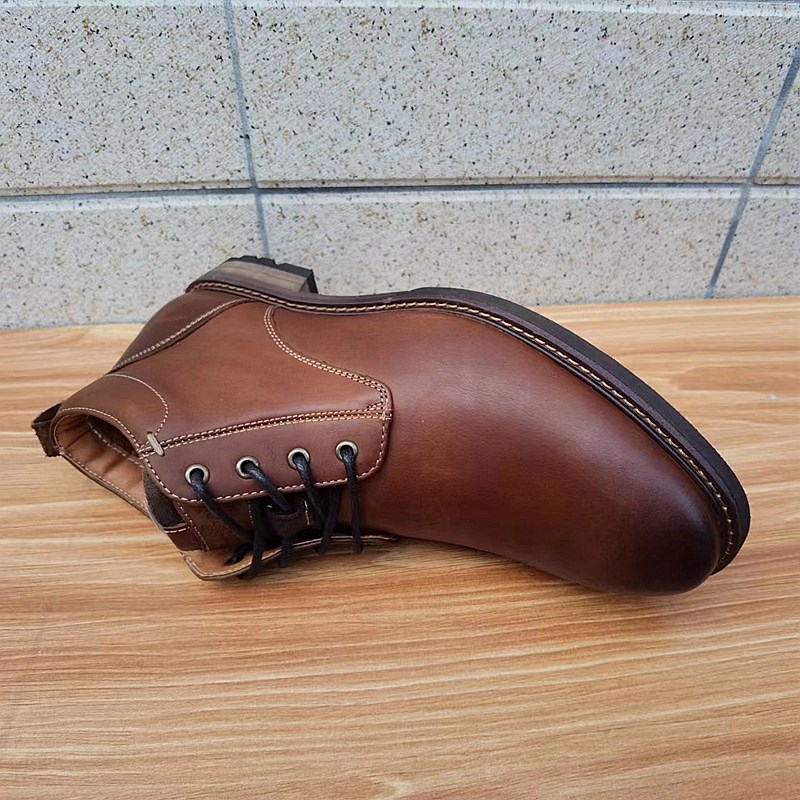 美线马丁靴男真皮厚底系带外w贸高帮休闲鞋英伦户外工装手工皮鞋