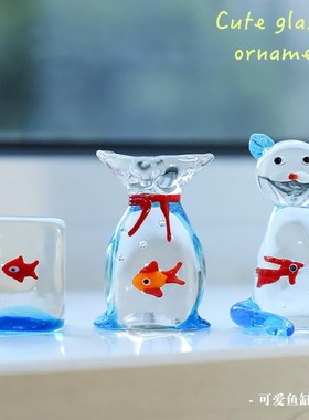 新款鲸鱼造型桌面高硼硅玻璃可爱海洋鱼缸金鱼摆件家居装饰品摆件