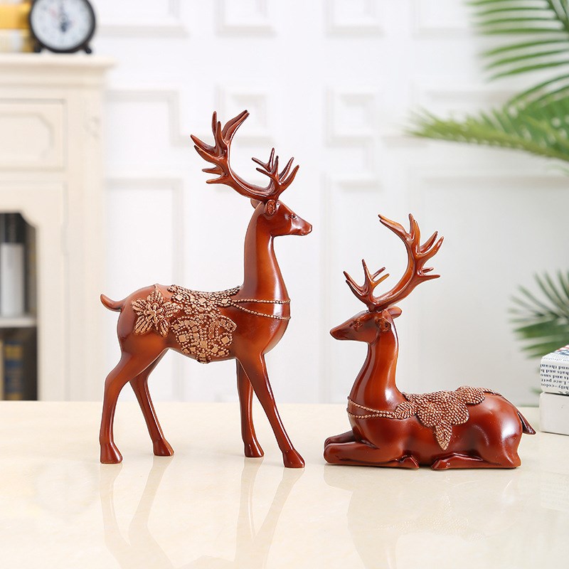 欧式麋鹿摆件酒柜装饰品招财创意结婚礼物家居客厅书房实用工艺品