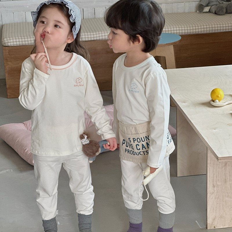 春秋新款宝宝秋衣秋裤纯棉男女儿童内衣套装分体睡衣有机棉家居服