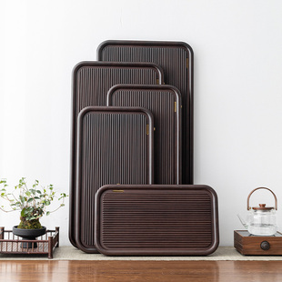 晟窑竹制茶盘整块高端茶盘家用排水大号干泡茶台办公室茶海电木款