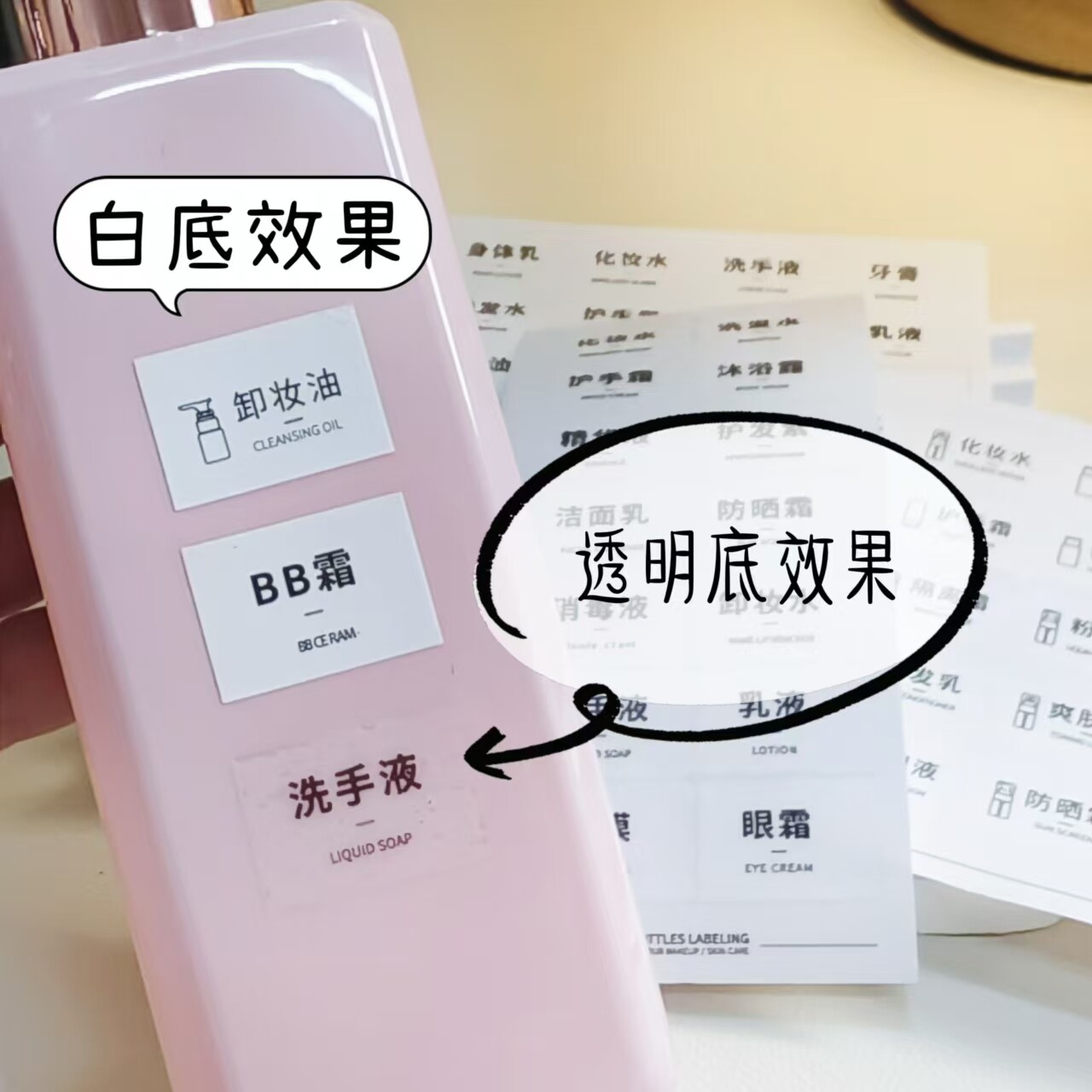 白色透明防水化妆品分装瓶贴
