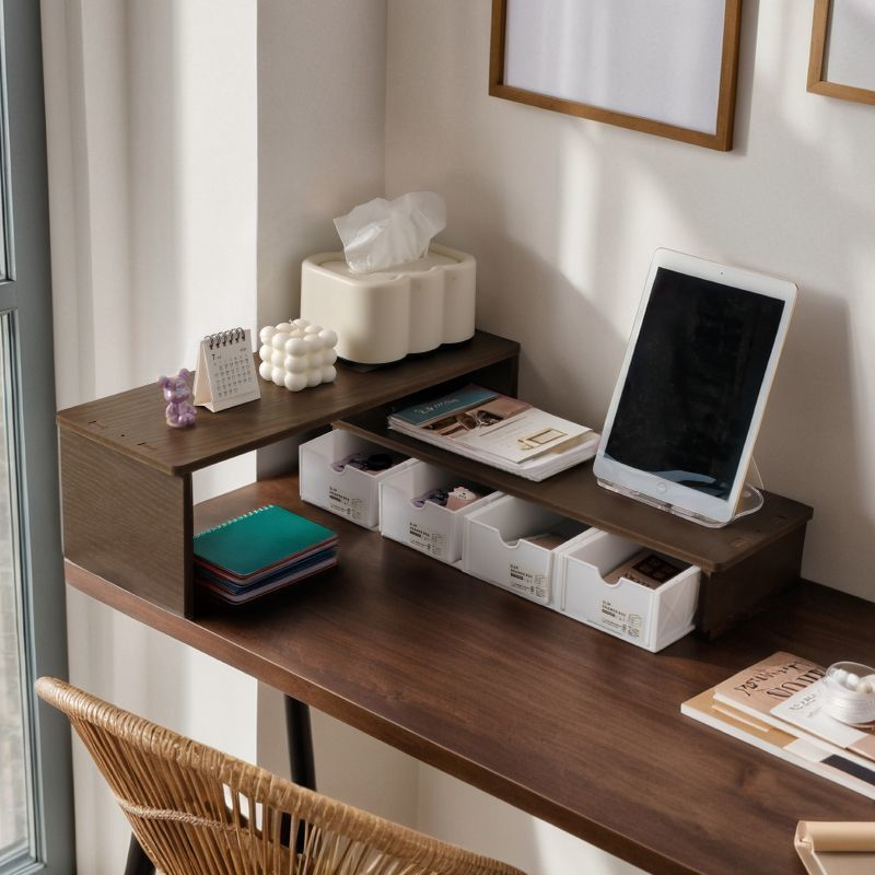 桌面电脑笔记本增高显示器抽屉式置物架宿舍文具收纳盒ins少女心