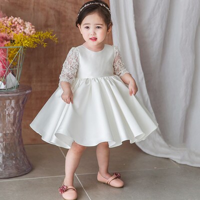 小孩生日花童礼服秋冬季儿童公主裙女宝宝一周岁礼服蓬蓬裙女童