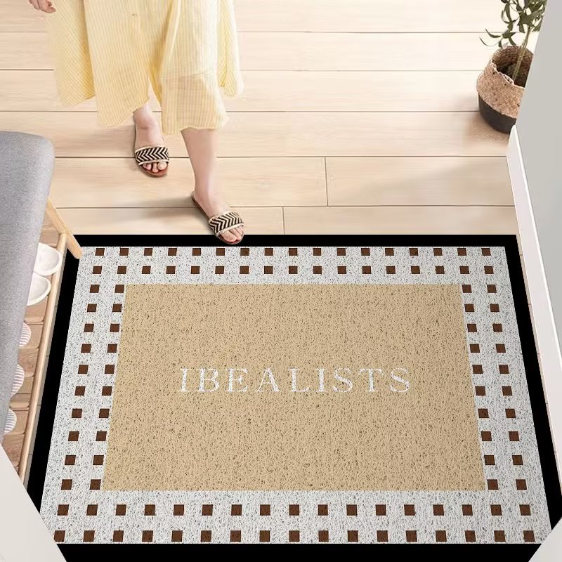 简约美式丝圈地垫入户门进门脚垫家用玄关大门口门垫耐脏可裁剪