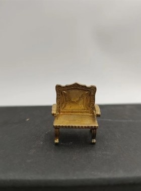 黄铜回忆板凳中式座椅袖珍迷你龙椅摆件模型古典复古官椅模型模拟