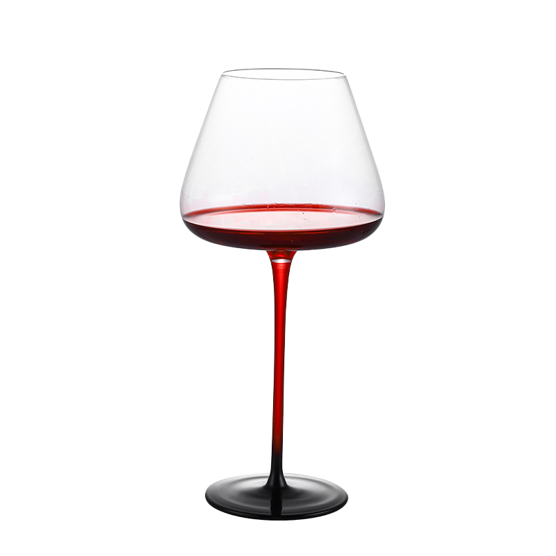 勃艮第欧式红酒杯家用高脚杯高档奢华黑领结红杆葡萄酒杯红酒架