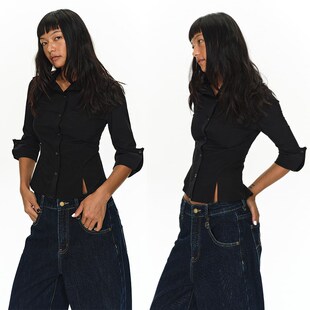 衬衫 短款 PAGE黑色中袖 EMPTY