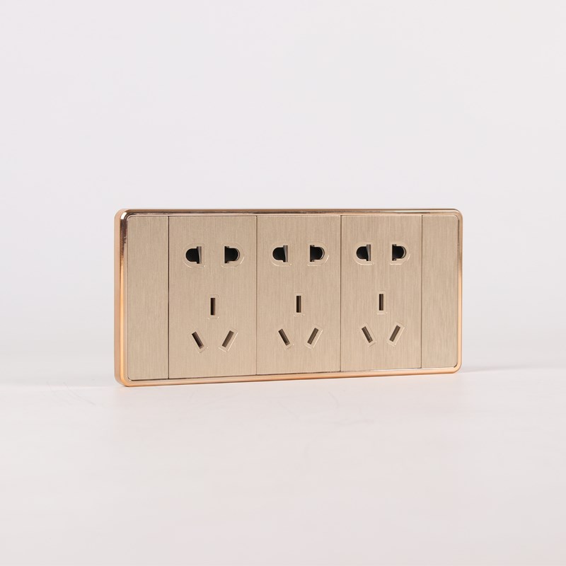 118型新款香槟金开关插座20二十孔9孔十五孔6六孔usb电源家用面板