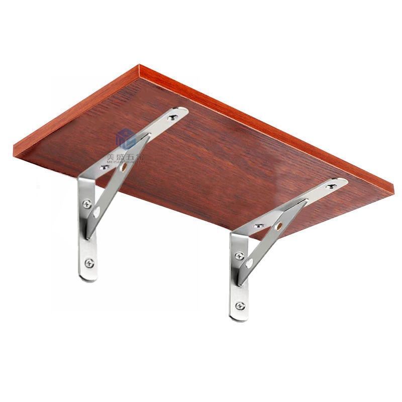 不锈钢三角支架墙上壁挂一字型隔板置物架收纳架简约实木木板托架