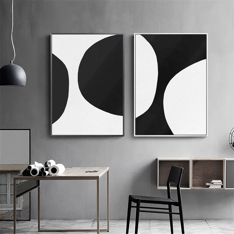 极简黑白装饰画沙发背景墙装饰室内壁画三联画墙画客厅挂画竖组合