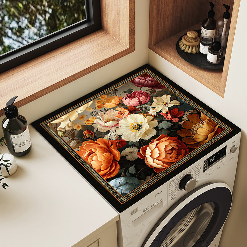 复古花滚筒洗衣机垫子卧室防尘防晒盖布冰箱床头柜保护垫盖巾防滑,居家布艺,万能盖巾,淘宝优惠券,粉丝福利购,淘宝优惠卷