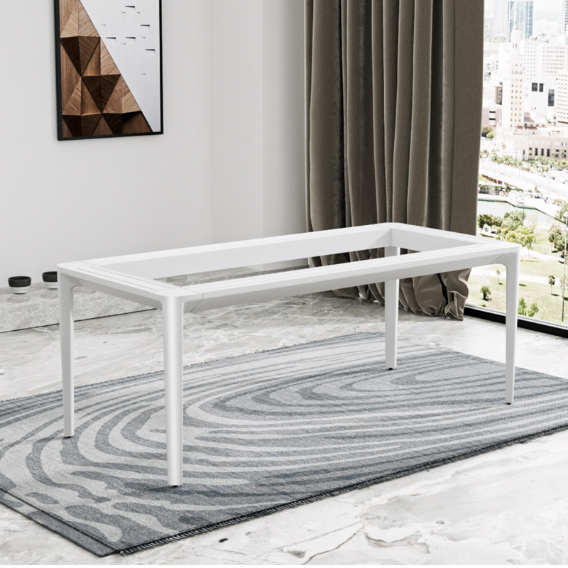 圆角铝合金实心桌腿茶几支架岩板大理石桌架玻璃桌脚餐台底座定制